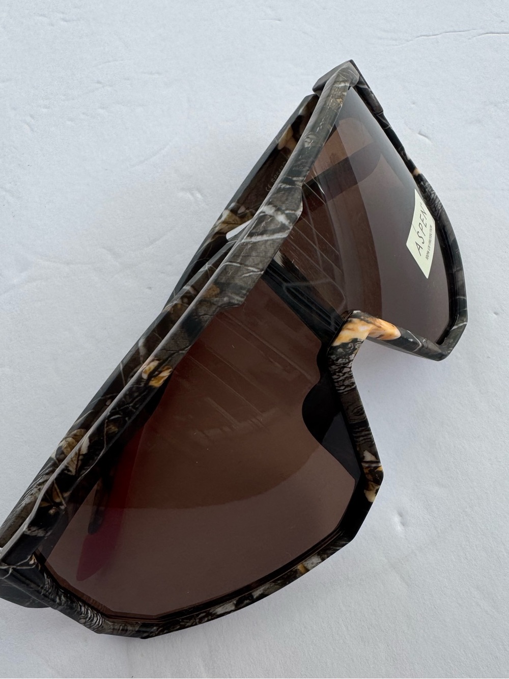 Men's Shield Sunglasses - Black/Brown Frame with Red Temples